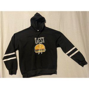 Unbranded Men's Black Hoodie Drawstring Hamburger Graphic Cotton Size Large